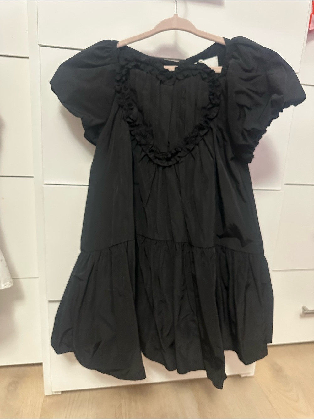Zara NWT Girls Black taffetta Ruffle Heart Tiered Dress sz6